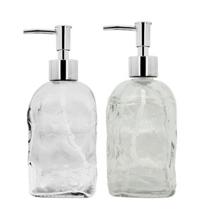 Jogo Banheiro Porta Sabonete Líquido Vidro Clear 500ml 2 Unidades - Tuut