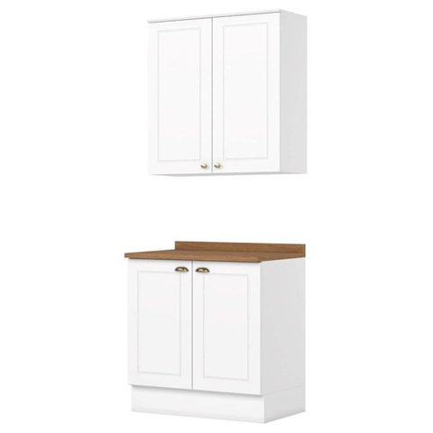 Armario Aereo e Balcao 80cm Americana Branco Nature Henn