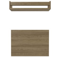 Conjunto de Mesa Dobrável e Prateleira para Home Office ou Escritório 60cm Carvalho Mel Cinza - 4 Conjunto de Mesa Dobrável e Prateleira para Home Office ou Escritório 60cm Carvalho Mel Cinza - 4