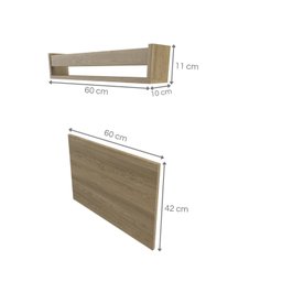 Conjunto de Mesa Dobrável e Prateleira para Home Office ou Escritório 60cm Carvalho Mel Cinza - 12 Conjunto de Mesa Dobrável e Prateleira para Home Office ou Escritório 60cm Carvalho Mel Cinza - 12