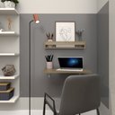 Ver imagem 2 de Conjunto de Mesa Dobrável e Prateleira para Home Office ou Escritório
