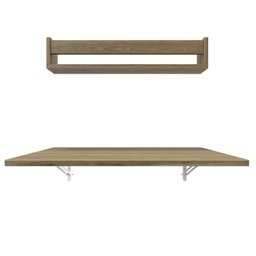 Conjunto de Mesa Dobrável e Prateleira para Home Office ou Escritório 60cm Carvalho Mel Cinza - 6 Conjunto de Mesa Dobrável e Prateleira para Home Office ou Escritório 60cm Carvalho Mel Cinza - 6