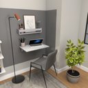 Ver imagem 5 de Conjunto de Mesa Dobrável e Prateleira para Home Office ou Escritório 60cm Cinza