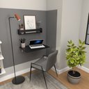 Ver imagem 5 de Conjunto de Mesa Dobrável e Prateleira para Home Office ou Escritório 60cm Preto