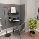 Ver imagem 5 de Conjunto de Mesa Dobrável e Prateleira para Home Office ou Escritório 60cm Preto