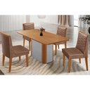 Ver imagem 1 de Conjunto: Mesa Sala Jantar Pietá C/ Tampo Madeirado Canto Curvo 120x80cm e 4 Cadeiras Maldivas