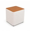 Ver imagem 1 de Puff Fixo Saraí Durango Boucle Plus Couro Sintético Caramelo Sallar Home