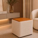 Ver imagem 4 de Puff Fixo Saraí Durango Boucle Plus Couro Sintético Caramelo Sallar Home