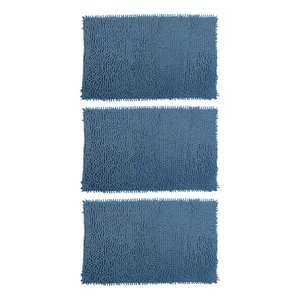 Jogo 3 Tapetes Bolinha Antiderrapante Banheiro 38x58cm Azul