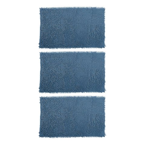Jogo 3 Tapetes Bolinha Antiderrapante Banheiro 38x58cm Azul