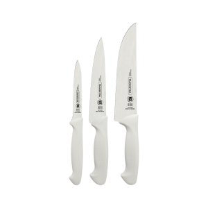 Jogo de Facas 3pçs Premium Branco Aço Inox Tramontina