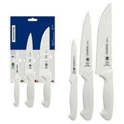 Jogo de Facas 3pçs Premium Branco Aço Inox Tramontina - 3