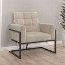 Ver imagem 1 de Poltrona Decorativa Reforçada com Base de Ferro para Recepção Sala de Estar