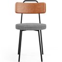 Ver imagem 3 de Cadeira Decorativa Estofada Para Sala De Jantar Barcelona L02 Couríssimo Camel Pied Poule - Lyam Lya