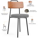 Ver imagem 4 de Cadeira Decorativa Estofada Para Sala De Jantar Barcelona L02 Couríssimo Camel Pied Poule - Lyam Lya