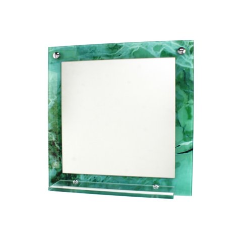 ESPELHO PARA BANHEIRO COM PRATELEIRA 40CM X 40CM MÁRMORE VERDE