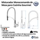 Ver imagem 2 de Torneira Misturador Monocomando Cozinha Bica Alta Cromado Gourmet 604 Fani