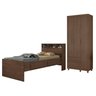 Conjunto Cama de Solteiro com Baú 2 Gavetas Ravena e Guarda-roupa Solteiro 3 Portas 2 Gavetas Canadá - 1