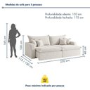 Ver imagem 3 de Sofá Cama 3 Lugares 230cm com Almofadas e Caixa Zero Ilha Bela