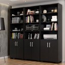 Ver imagem 1 de Armário Estante Multiuso Office Livreiro com 6 Portas 181,5cm Preto