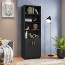 Ver imagem 5 de Armário Estante Multiuso Office Livreiro com 6 Portas 181,5cm Preto