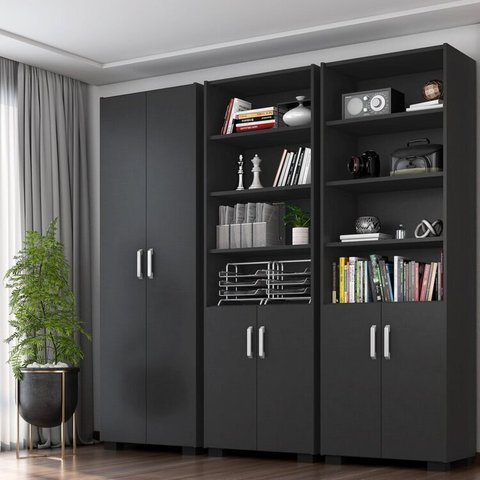 Armário Estante Multiuso Office Livreiro com 6 Portas 181,5cm