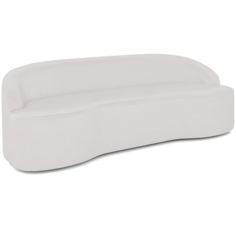 Sofá 3 Lugares Curvo Sala de Estar Living Lótus D02 Corino Branco 180 cm C-12 - Lyam Decor