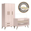 Ver imagem 1 de Quarto de Bebê Qencanto com Roupeiro e Berço Qmovi Rosa + Colchão Gazin
