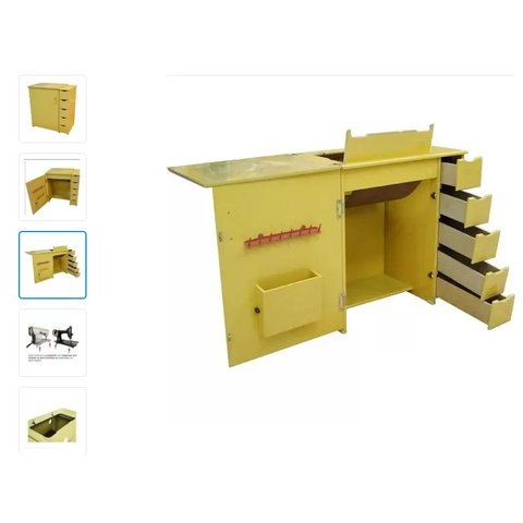 Gabinete 5 Gavetas Máquina Domestica+4 Rodinhas- Cores