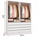 Ver imagem 3 de Armário Closet Modulado Gaveteiro Prateleiras e Cabideiro Arara Zoe Branco - 2 Unidades