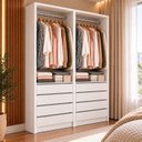 Ver imagem 6 de Armário Closet Modulado Gaveteiro Prateleiras e Cabideiro Arara Zoe Branco - 2 Unidades