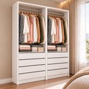 Ver imagem 1 de Armário Closet Modulado Gaveteiro Prateleiras e Cabideiro Arara Zoe Branco - 2 Unidades