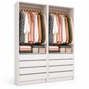 Ver imagem 2 de Armário Closet Modulado Gaveteiro Prateleiras e Cabideiro Arara Zoe Branco - 2 Unidades