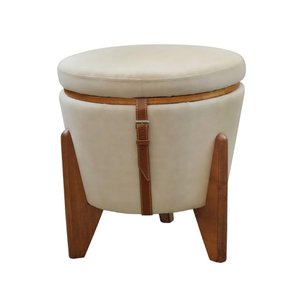 Puff Banqueta Fênix Baú Mesa Castellar Móbile Veludo Bege Claro