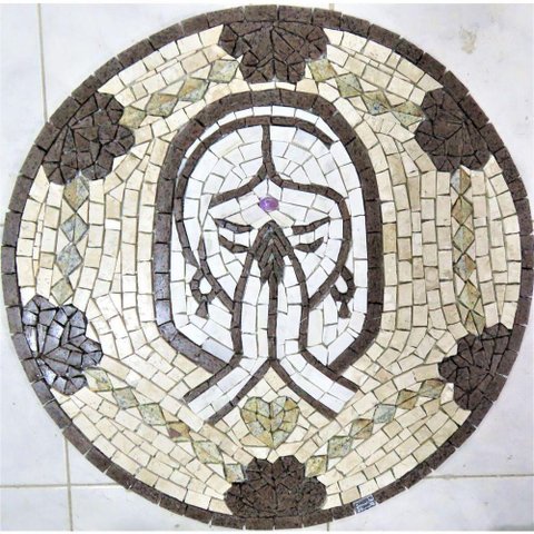 Mandala Indiana Piso Mosaico Meditação Tamanho 80cm