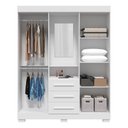 Ver imagem 3 de Guarda-Roupa Solteiro 4 Portas 3 Gavetas Capelinha com Espelho 164cm Espresso Móveis Branco