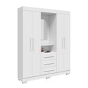 Ver imagem 2 de Guarda-Roupa Solteiro 4 Portas 3 Gavetas Capelinha com Espelho 164cm Espresso Móveis Branco