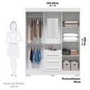 Ver imagem 4 de Guarda-Roupa Solteiro 4 Portas 3 Gavetas Capelinha com Espelho 164cm Espresso Móveis Branco