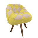 Ver imagem 2 de Poltrona Paloma Escritório Sala Giratória Madeira Suede Amarelo e Suede Bege Rosado - Dominic Decor
