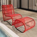 Ver imagem 1 de Poltrona Espreguiçadeira Portugal em Alumínio e Cordão Fibra Vermelho