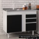 Ver imagem 6 de Balcão Gabinete 100cm 3 Portas 2 Gavetas Branco/preto