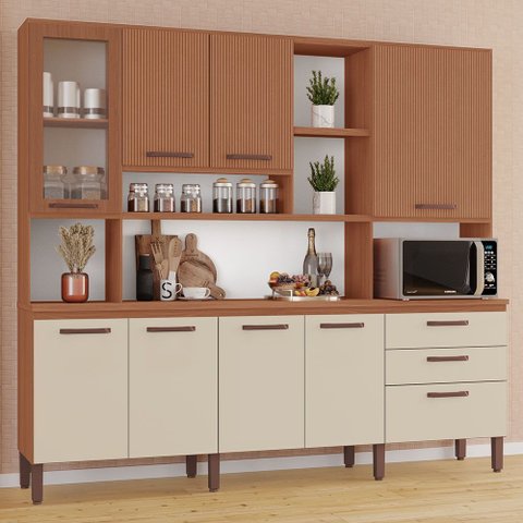 Armário de Cozinha Diana 100% Mdf Tuboarte 8 Portas e 3 Gavetas