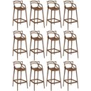 Ver imagem 1 de Kit 12 Banquetas Allegra com Encosto Design Cozinha/bancada - Marrom