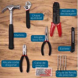 Kit Jogo de Ferramentas 129 Peças Bits e Chaves Emergênciais Precisão Catraca Alicates Martelo Trena - 4