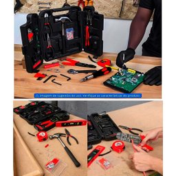 Kit Jogo de Ferramentas 129 Peças Bits e Chaves Emergênciais Precisão Catraca Alicates Martelo Trena - 3