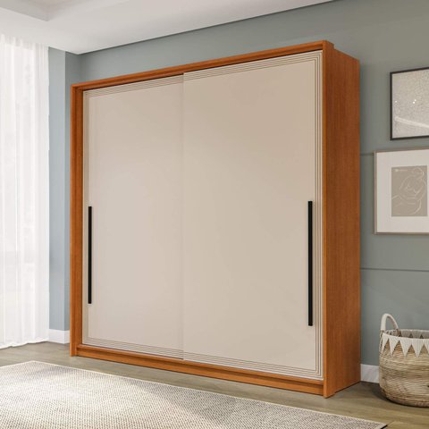Guarda Roupa 180,1cm com 2 Portas de Correr e 2 Gavetas 240835 Valência Politorno Móveis
