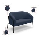 Ver imagem 3 de Sofá 2 Lugares Namoradeira Stella Base Industrial Alta Preta Suede Azul Marinho D03 - D’Rossi