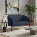 Ver imagem 1 de Sofá 2 Lugares Namoradeira Stella Base Industrial Alta Preta Suede Azul Marinho D03 - D’Rossi
