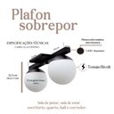 Ver imagem 3 de Painel Plafon Sobrepor de Teto Deluxe Duplo Jabuticaba Preto com Globo Vidro Fosco 10cm