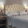 Cabeceira de Cama Casal Capitone Provençal Suede Bege 60 Cm Altura Rbl - 1